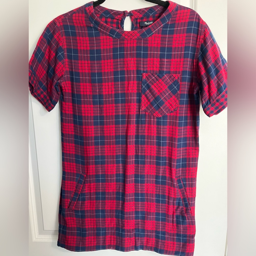 Madewell Red and Blue Plaid Mini Dress